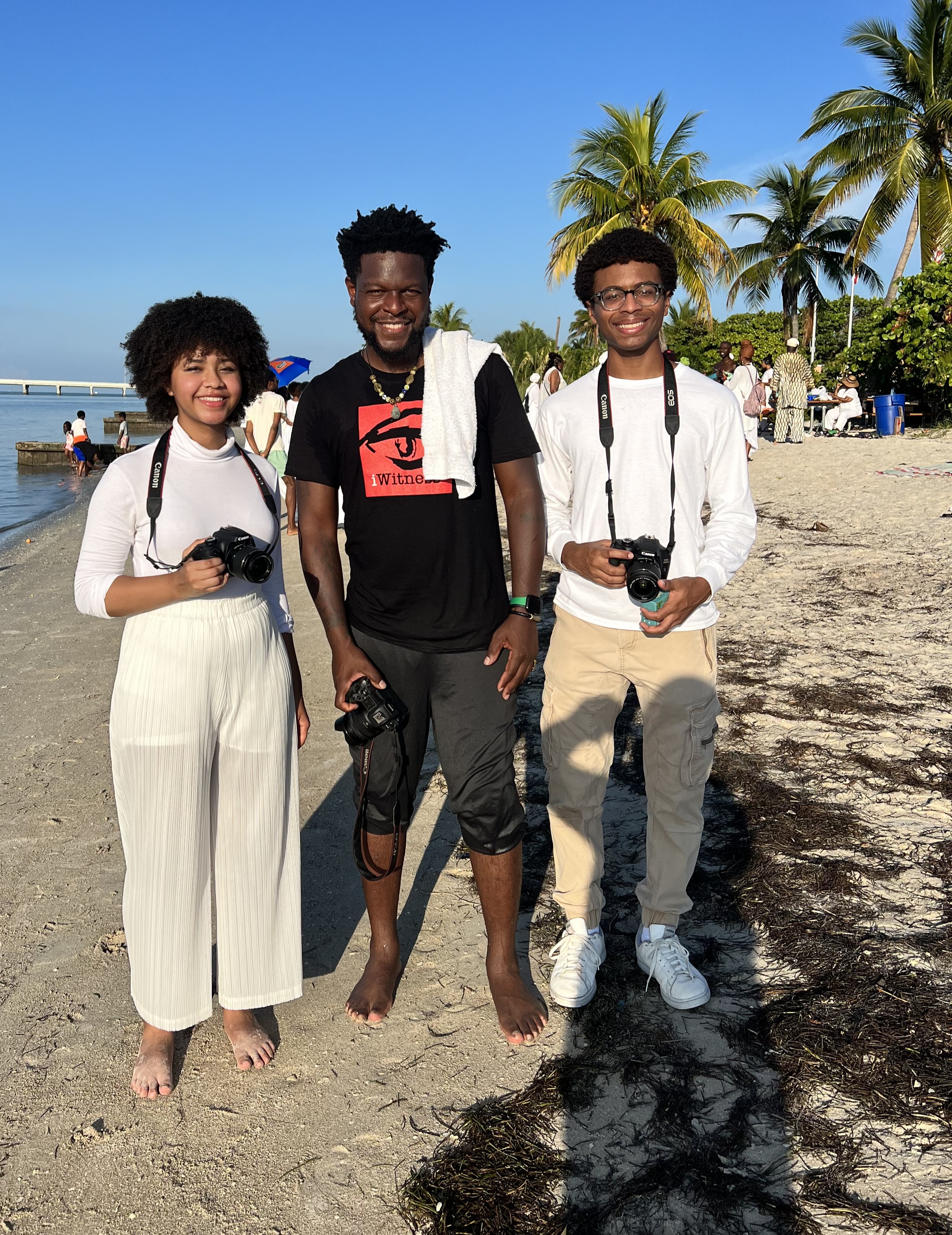 Jaral taking photos at the beach