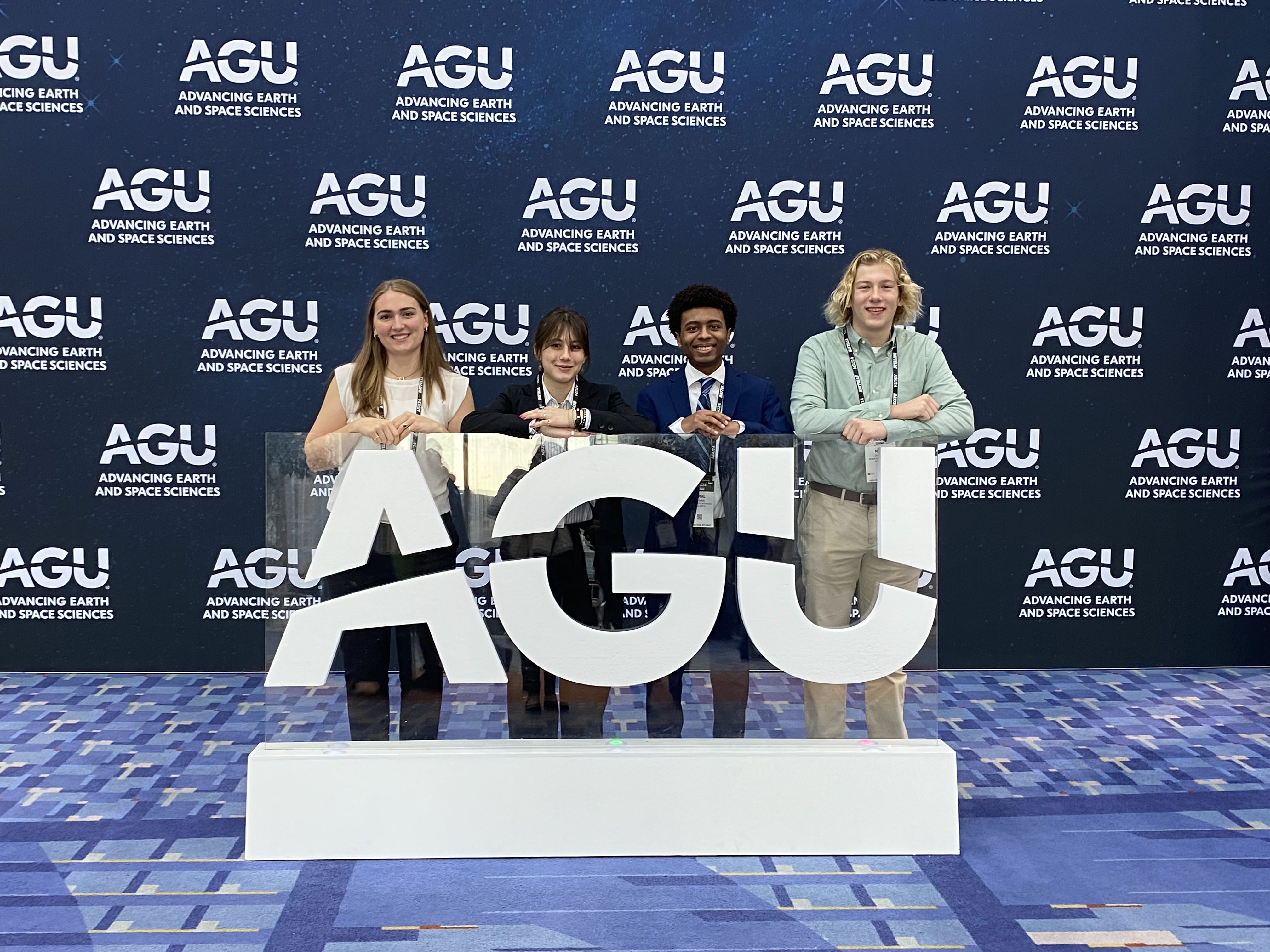 NASA SEES team at AGU event backdrop