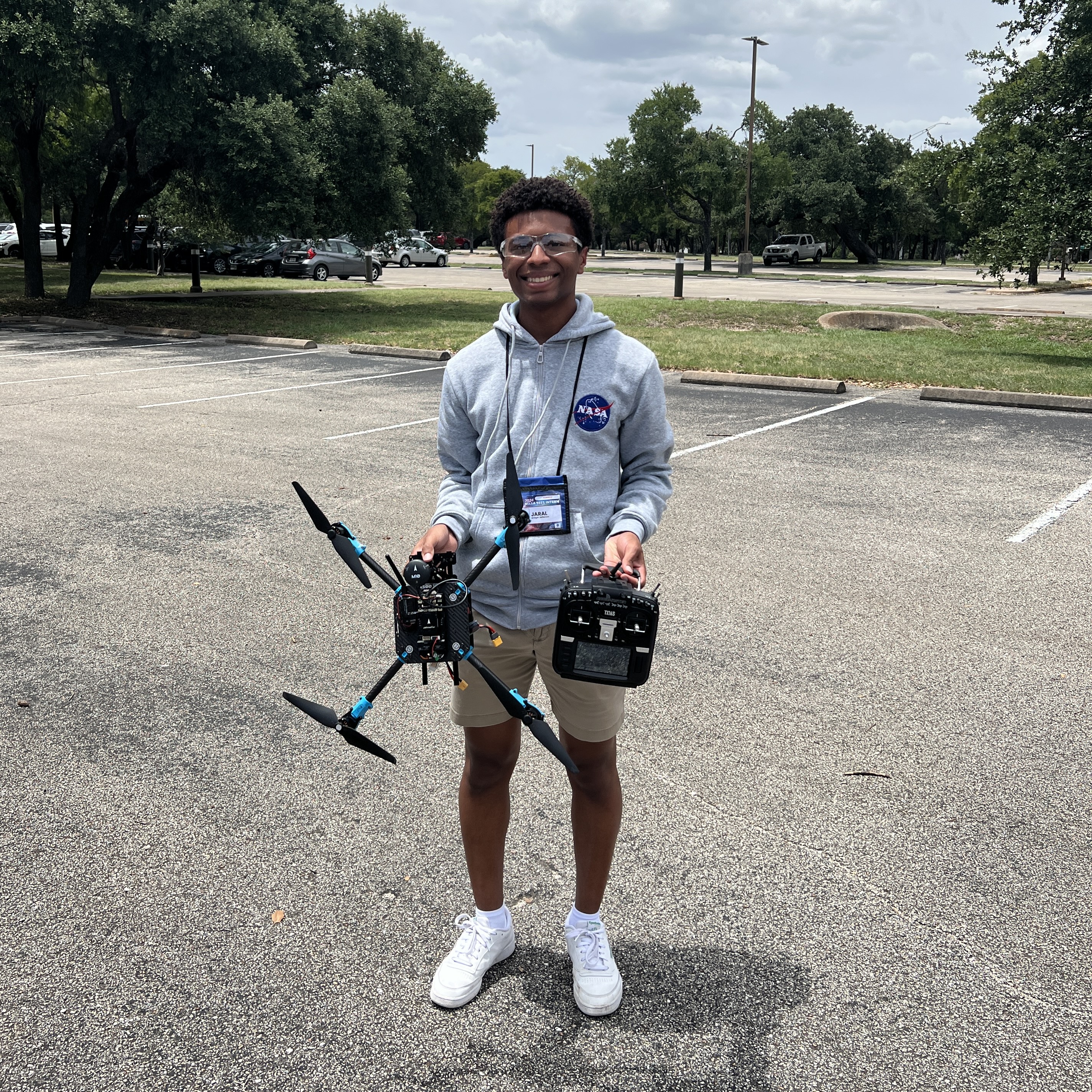Jaral with a drone at an event