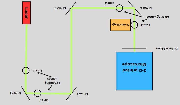 Laser path diagram for the optical tweezer system